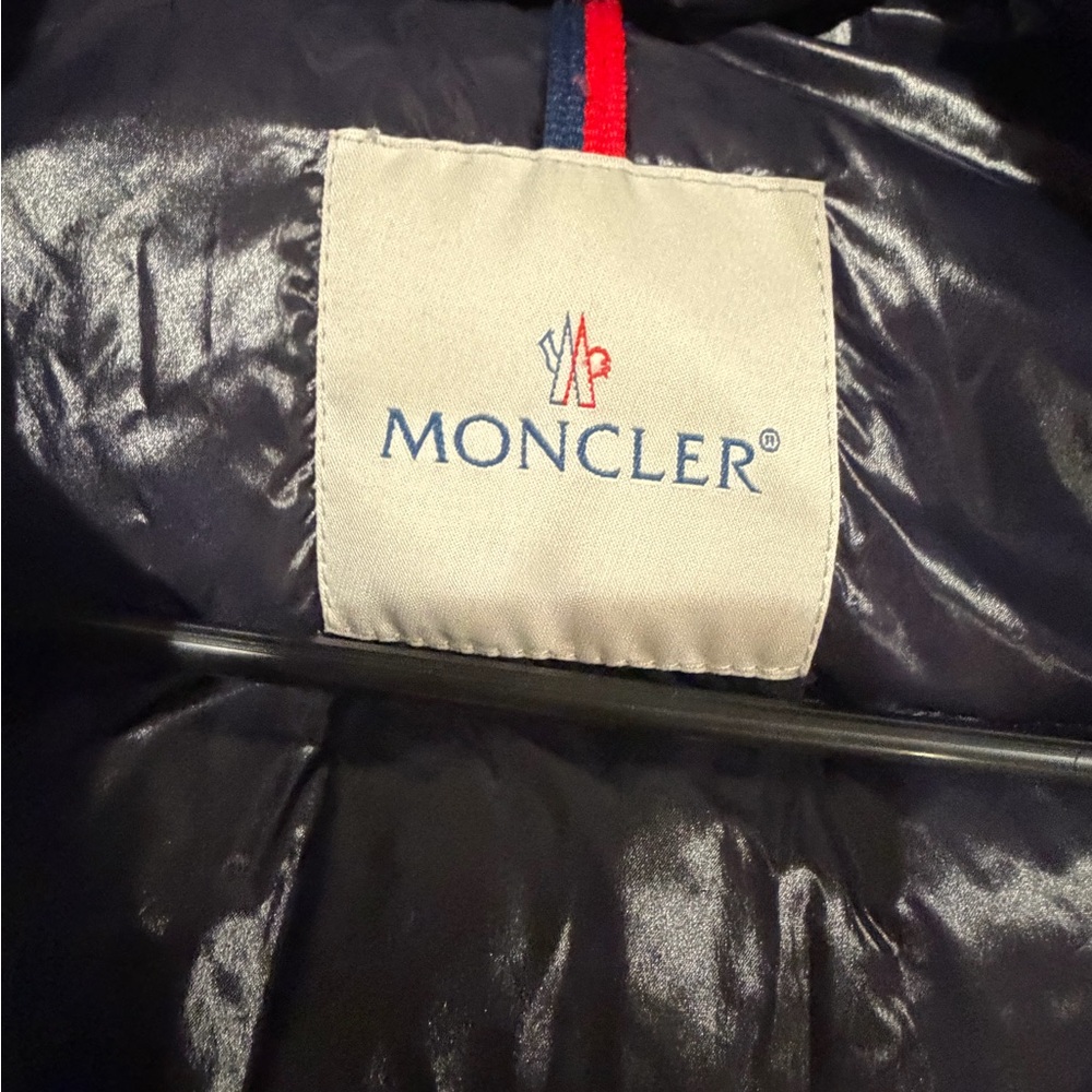 Moncler Glossy Dark Jacket with Logo - Picture 2 of 6